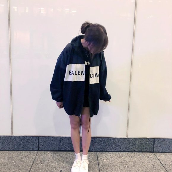 Oversized Balenciaga Nylon Logo Denim Jacket - Picture 4 of 5